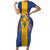 Personalised Barbados Emancipation Day Family Matching Short Sleeve Bodycon Dress and Hawaiian Shirt Coat of Arms and Map National Flag Style - Wonder Print Shop