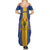 Personalised Barbados Emancipation Day Family Matching Summer Maxi Dress and Hawaiian Shirt Coat of Arms and Map National Flag Style - Wonder Print Shop