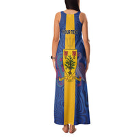 Personalised Barbados Emancipation Day Family Matching Tank Maxi Dress and Hawaiian Shirt Coat of Arms and Map National Flag Style - Wonder Print Shop