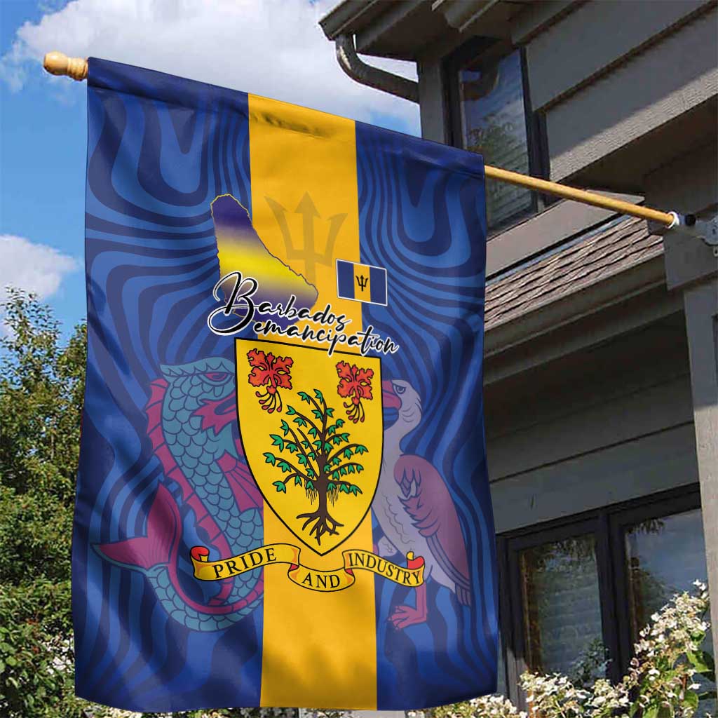 Barbados Emancipation Day Garden Flag Coat of Arms and Map National Flag Style - Wonder Print Shop