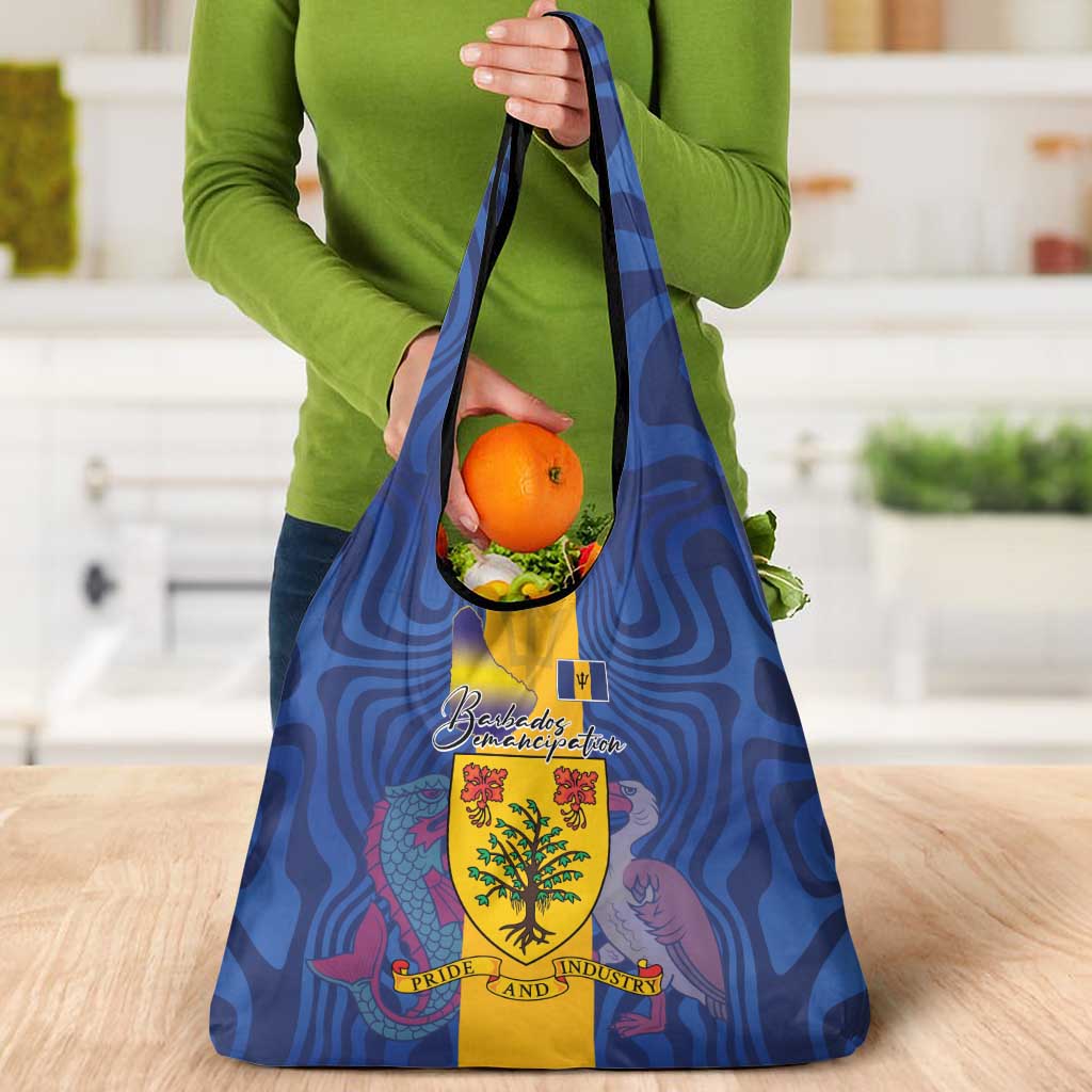 Barbados Emancipation Day Grocery Bag Coat of Arms and Map National Flag Style - Wonder Print Shop