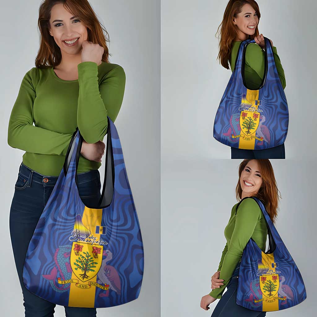 Barbados Emancipation Day Grocery Bag Coat of Arms and Map National Flag Style - Wonder Print Shop