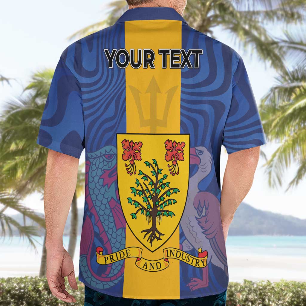 Personalised Barbados Emancipation Day Hawaiian Shirt Coat of Arms and Map National Flag Style - Wonder Print Shop