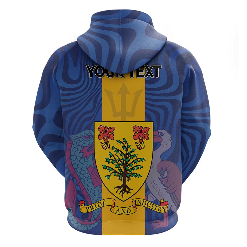 Personalised Barbados Emancipation Day Hoodie Coat of Arms and Map National Flag Style - Wonder Print Shop