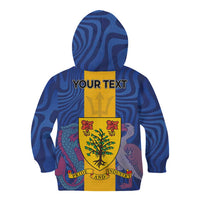 Personalised Barbados Emancipation Day Kid Hoodie Coat of Arms and Map National Flag Style - Wonder Print Shop