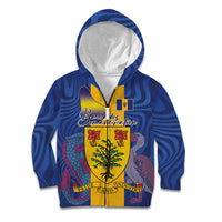 Personalised Barbados Emancipation Day Kid Hoodie Coat of Arms and Map National Flag Style - Wonder Print Shop