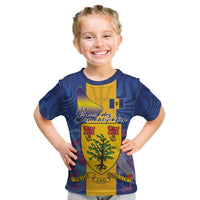 Personalised Barbados Emancipation Day Kid T Shirt Coat of Arms and Map National Flag Style - Wonder Print Shop