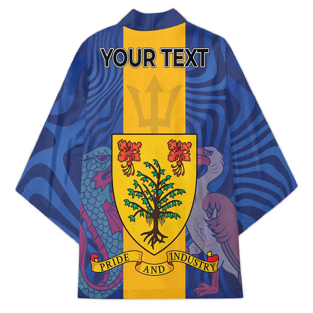 Personalised Barbados Emancipation Day Kimono Coat of Arms and Map National Flag Style - Wonder Print Shop