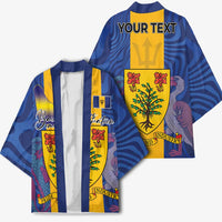 Personalised Barbados Emancipation Day Kimono Coat of Arms and Map National Flag Style - Wonder Print Shop