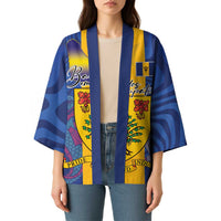 Personalised Barbados Emancipation Day Kimono Coat of Arms and Map National Flag Style - Wonder Print Shop
