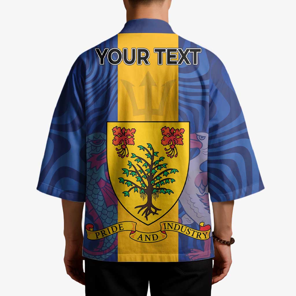 Personalised Barbados Emancipation Day Kimono Coat of Arms and Map National Flag Style - Wonder Print Shop