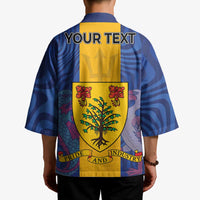 Personalised Barbados Emancipation Day Kimono Coat of Arms and Map National Flag Style - Wonder Print Shop