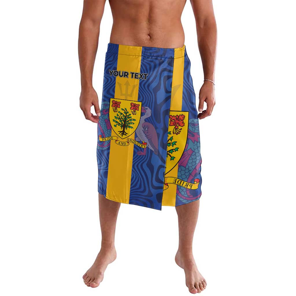 Personalised Barbados Emancipation Day Lavalava Coat of Arms and Map National Flag Style - Wonder Print Shop