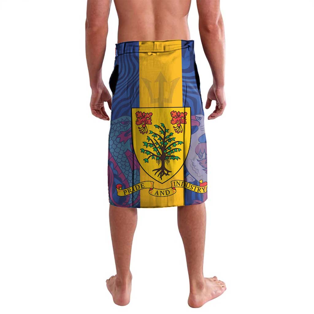 Personalised Barbados Emancipation Day Lavalava Coat of Arms and Map National Flag Style - Wonder Print Shop