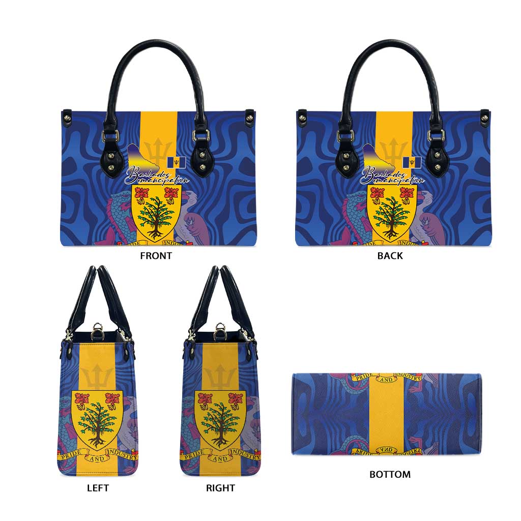 Barbados Emancipation Day Leather Bag Coat of Arms and Map National Flag Style - Wonder Print Shop