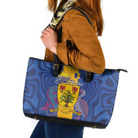 Barbados Emancipation Day Leather Tote Bag Coat of Arms and Map National Flag Style - Wonder Print Shop