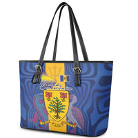 Barbados Emancipation Day Leather Tote Bag Coat of Arms and Map National Flag Style - Wonder Print Shop