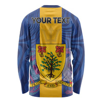 Personalised Barbados Emancipation Day Long Sleeve Shirt Coat of Arms and Map National Flag Style - Wonder Print Shop