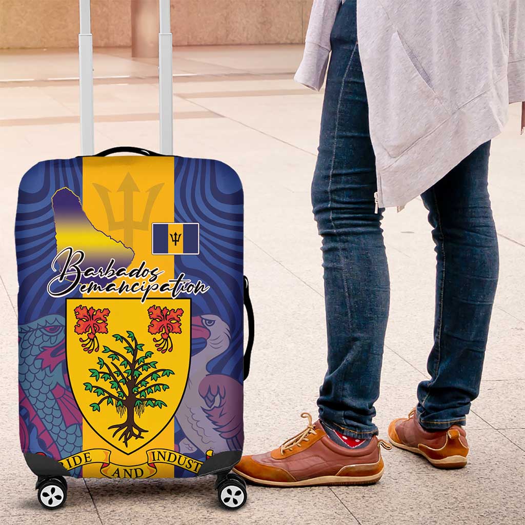 Barbados Emancipation Day Luggage Cover Coat of Arms and Map National Flag Style - Wonder Print Shop
