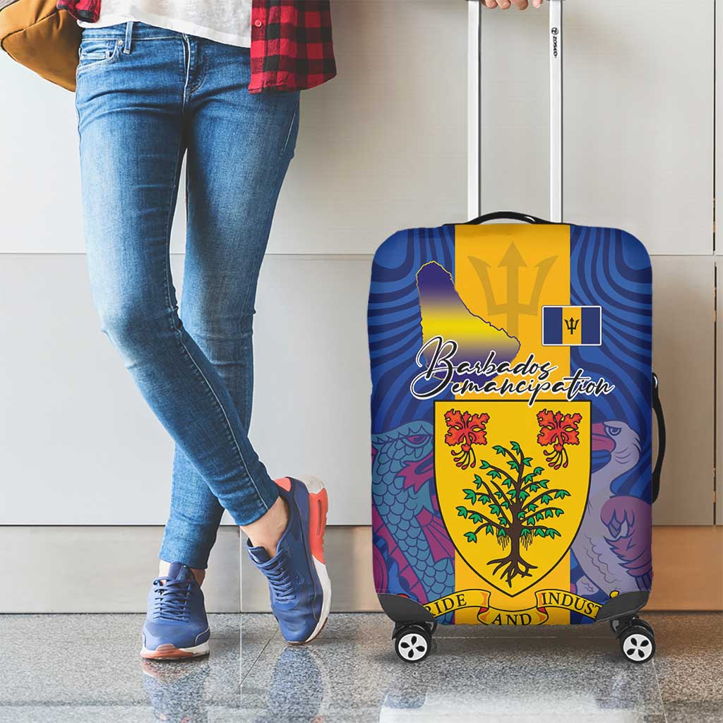 Barbados Emancipation Day Luggage Cover Coat of Arms and Map National Flag Style - Wonder Print Shop