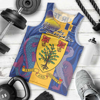 Personalised Barbados Emancipation Day Men Tank Top Coat of Arms and Map National Flag Style - Wonder Print Shop