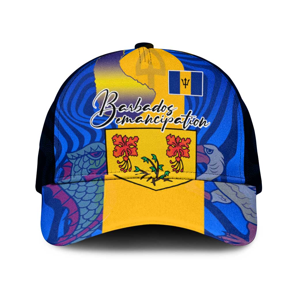 Barbados Emancipation Day Mesh Trucker Cap Coat of Arms and Map National Flag Style - Wonder Print Shop