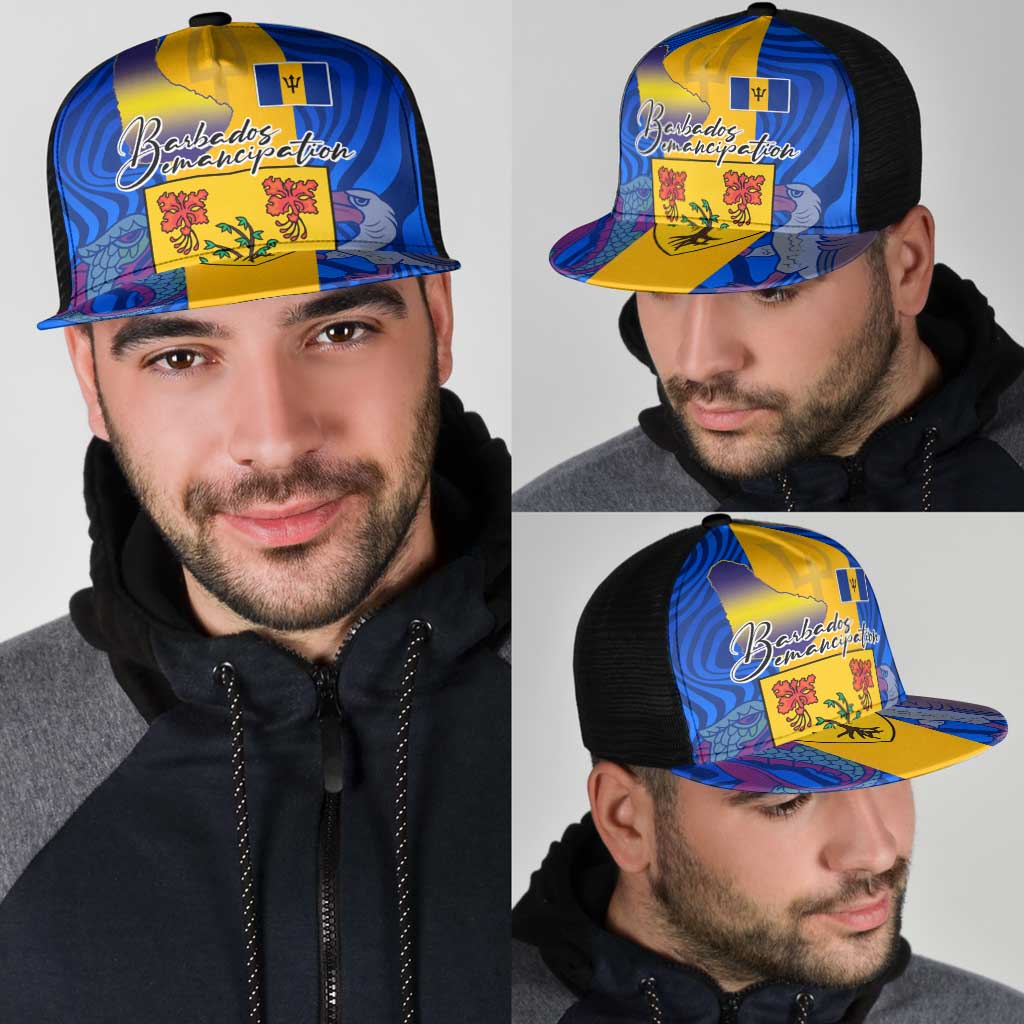 Barbados Emancipation Day Mesh Trucker Cap Coat of Arms and Map National Flag Style - Wonder Print Shop