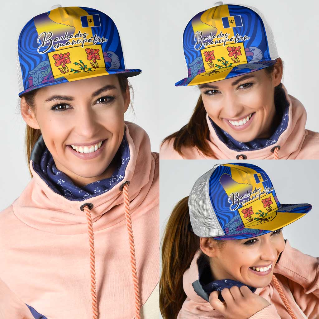 Barbados Emancipation Day Mesh Trucker Cap Coat of Arms and Map National Flag Style - Wonder Print Shop