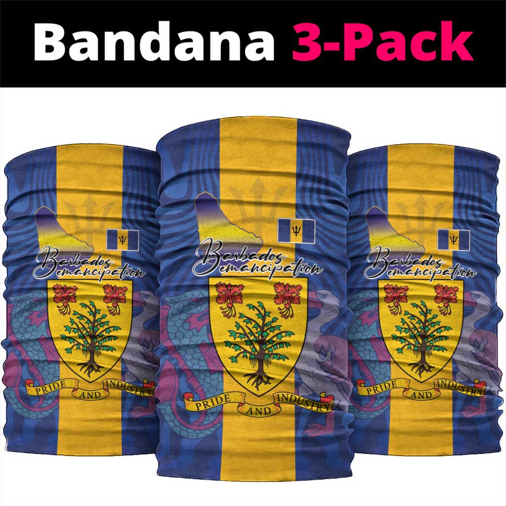 Barbados Emancipation Day Neck Gaiter Coat of Arms and Map National Flag Style - Wonder Print Shop