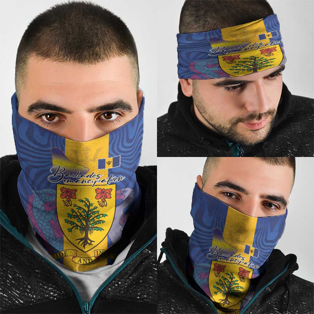 Barbados Emancipation Day Neck Gaiter Coat of Arms and Map National Flag Style - Wonder Print Shop