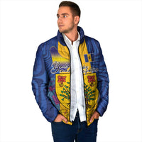 Personalised Barbados Emancipation Day Padded Jacket Coat of Arms and Map National Flag Style - Wonder Print Shop