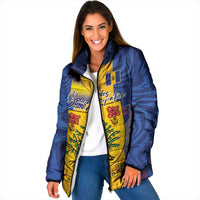 Personalised Barbados Emancipation Day Padded Jacket Coat of Arms and Map National Flag Style - Wonder Print Shop