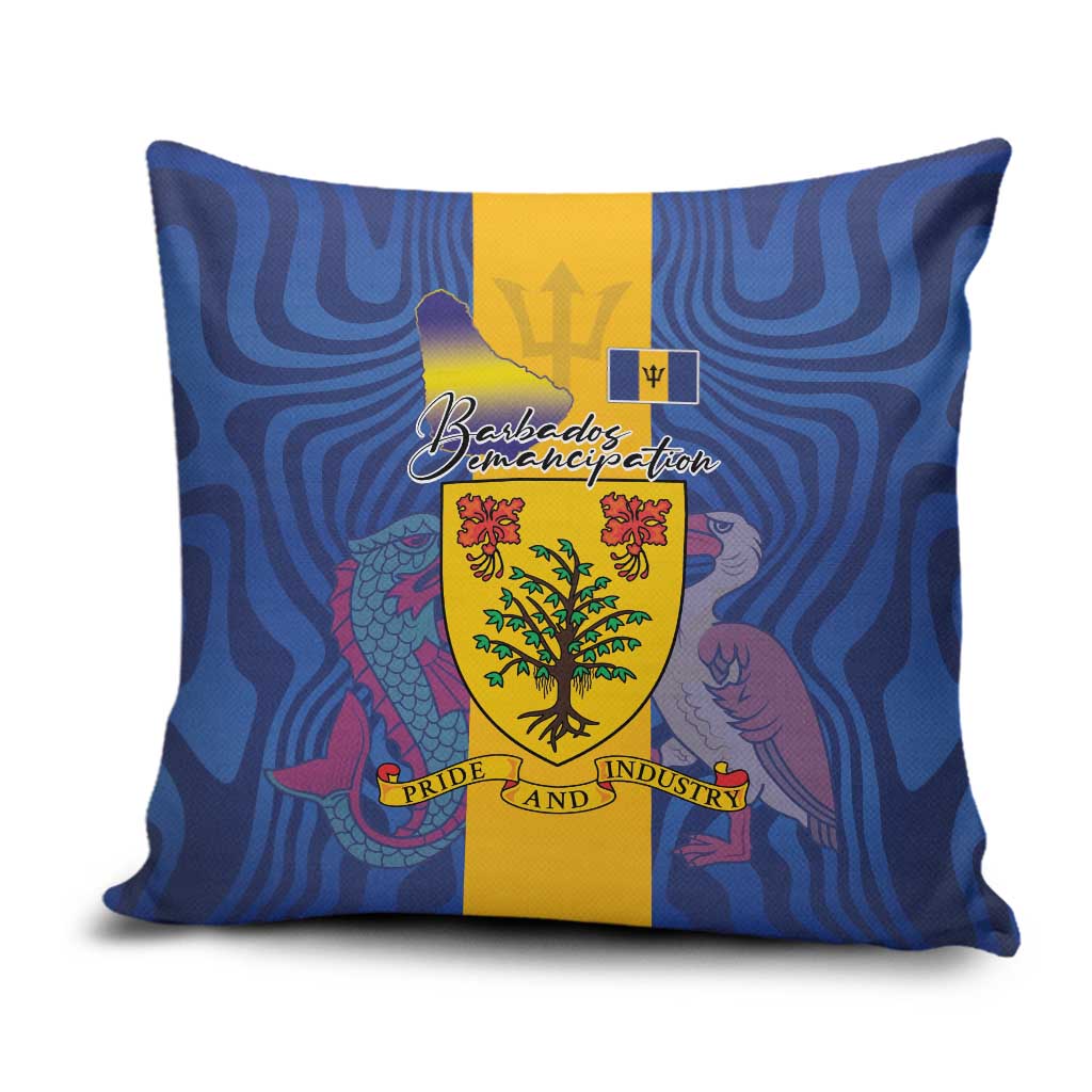Barbados Emancipation Day Pillow Cover Coat of Arms and Map National Flag Style - Wonder Print Shop