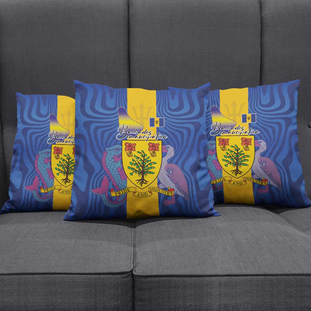 Barbados Emancipation Day Pillow Cover Coat of Arms and Map National Flag Style - Wonder Print Shop