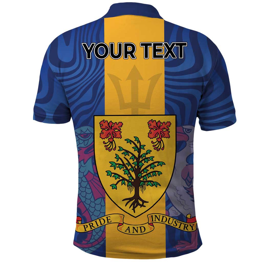 Personalised Barbados Emancipation Day Polo Shirt Coat of Arms and Map National Flag Style - Wonder Print Shop