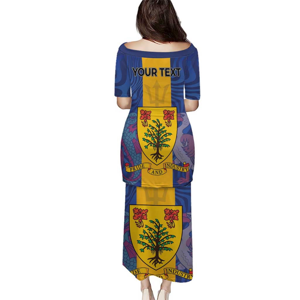 Personalised Barbados Emancipation Day Puletasi Coat of Arms and Map National Flag Style - Wonder Print Shop
