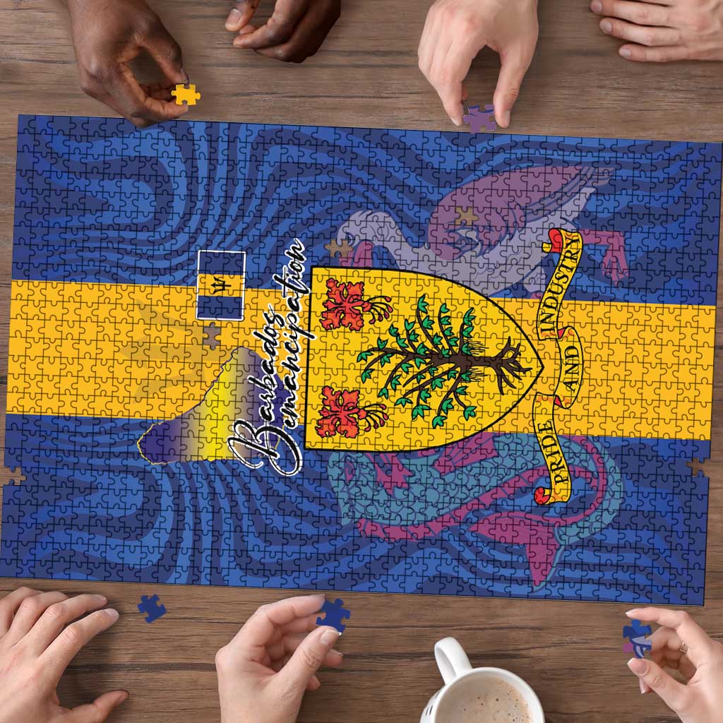 Barbados Emancipation Day Puzzle Coat of Arms and Map National Flag Style - Wonder Print Shop
