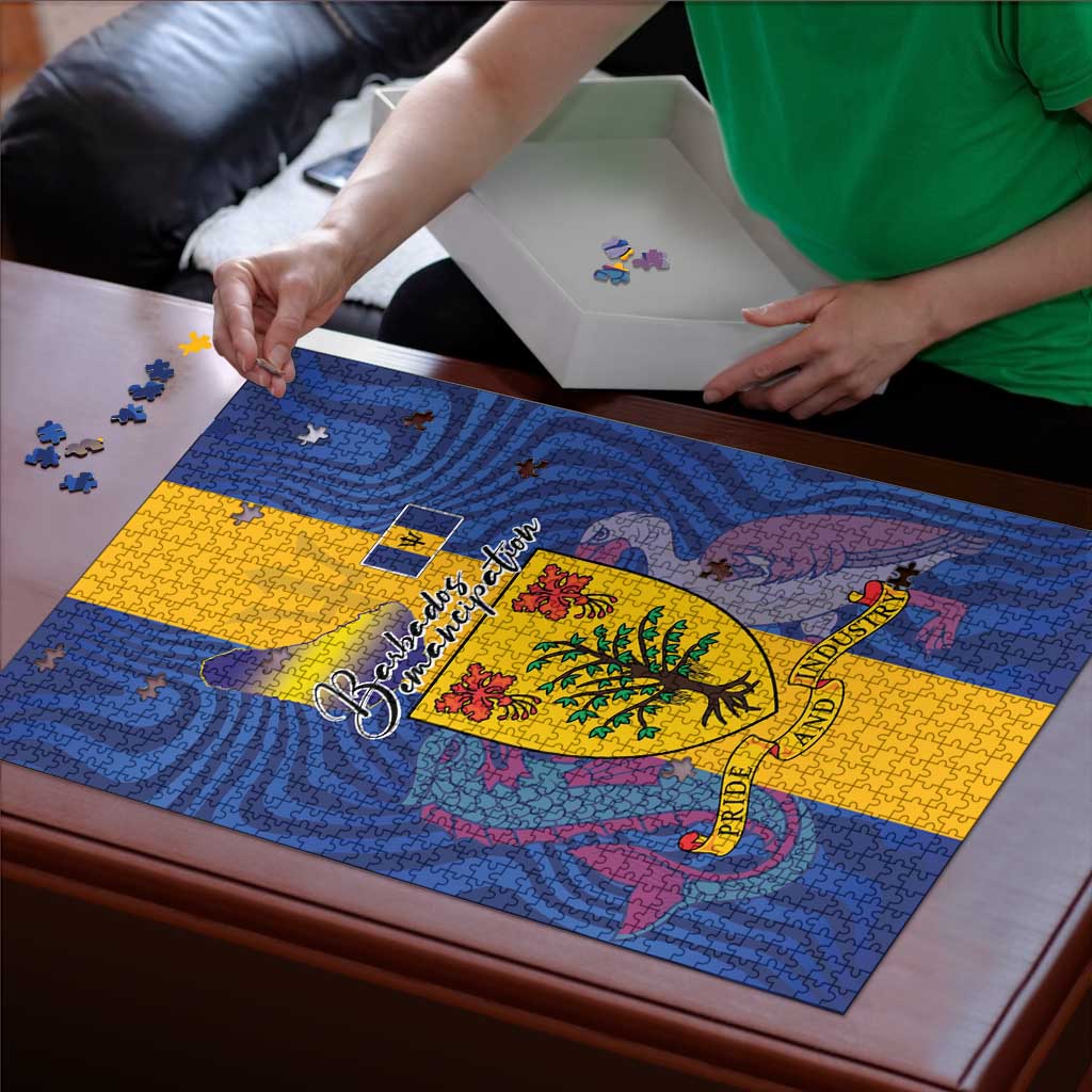 Barbados Emancipation Day Puzzle Coat of Arms and Map National Flag Style - Wonder Print Shop