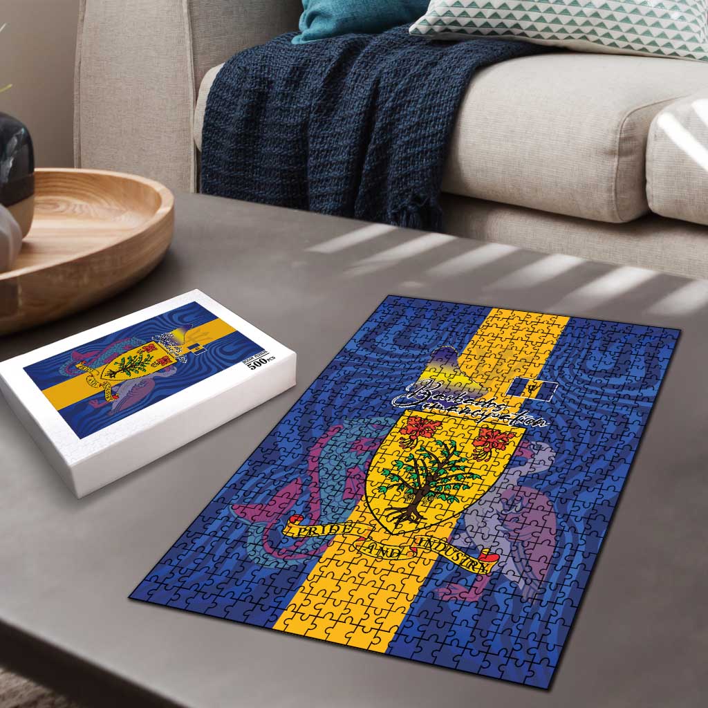 Barbados Emancipation Day Puzzle Coat of Arms and Map National Flag Style - Wonder Print Shop