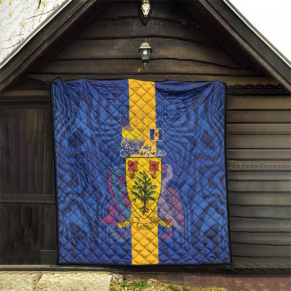 Barbados Emancipation Day Quilt Coat of Arms and Map National Flag Style - Wonder Print Shop