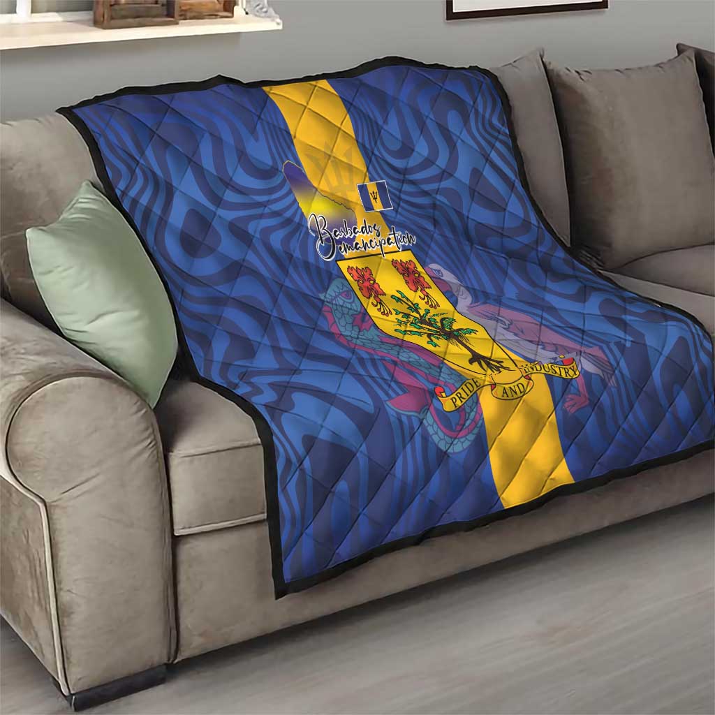 Barbados Emancipation Day Quilt Coat of Arms and Map National Flag Style - Wonder Print Shop
