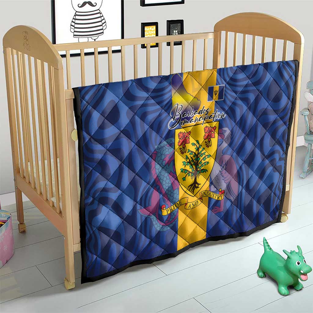 Barbados Emancipation Day Quilt Coat of Arms and Map National Flag Style - Wonder Print Shop