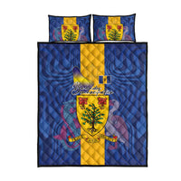Barbados Emancipation Day Quilt Bed Set Coat of Arms and Map National Flag Style - Wonder Print Shop