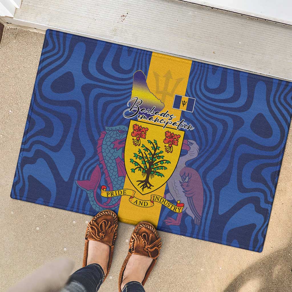 Barbados Emancipation Day Rubber Doormat Coat of Arms and Map National Flag Style - Wonder Print Shop