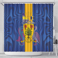 Barbados Emancipation Day Shower Curtain Coat of Arms and Map National Flag Style - Wonder Print Shop