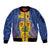 Personalised Barbados Emancipation Day Sleeve Zip Bomber Jacket Coat of Arms and Map National Flag Style - Wonder Print Shop