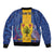 Personalised Barbados Emancipation Day Sleeve Zip Bomber Jacket Coat of Arms and Map National Flag Style - Wonder Print Shop