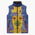 Personalised Barbados Emancipation Day Sleeveless Puffer Jacket Coat of Arms and Map National Flag Style - Wonder Print Shop