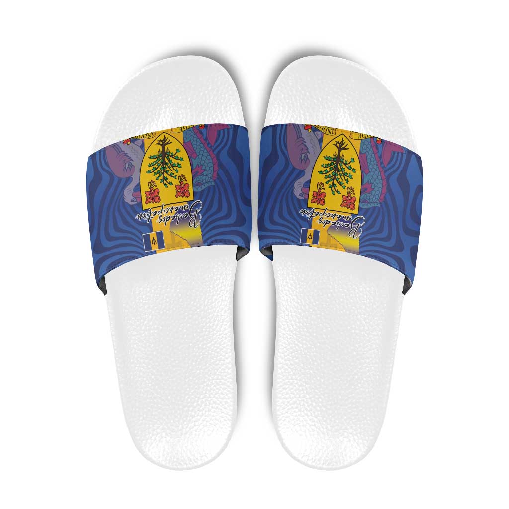 Barbados Emancipation Day Slide Sandals Coat of Arms and Map National Flag Style - Wonder Print Shop