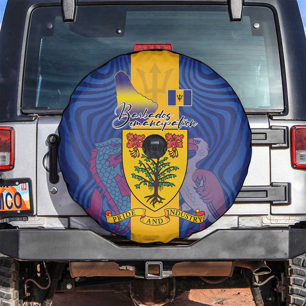 Barbados Emancipation Day Spare Tire Cover Coat of Arms and Map National Flag Style - Wonder Print Shop